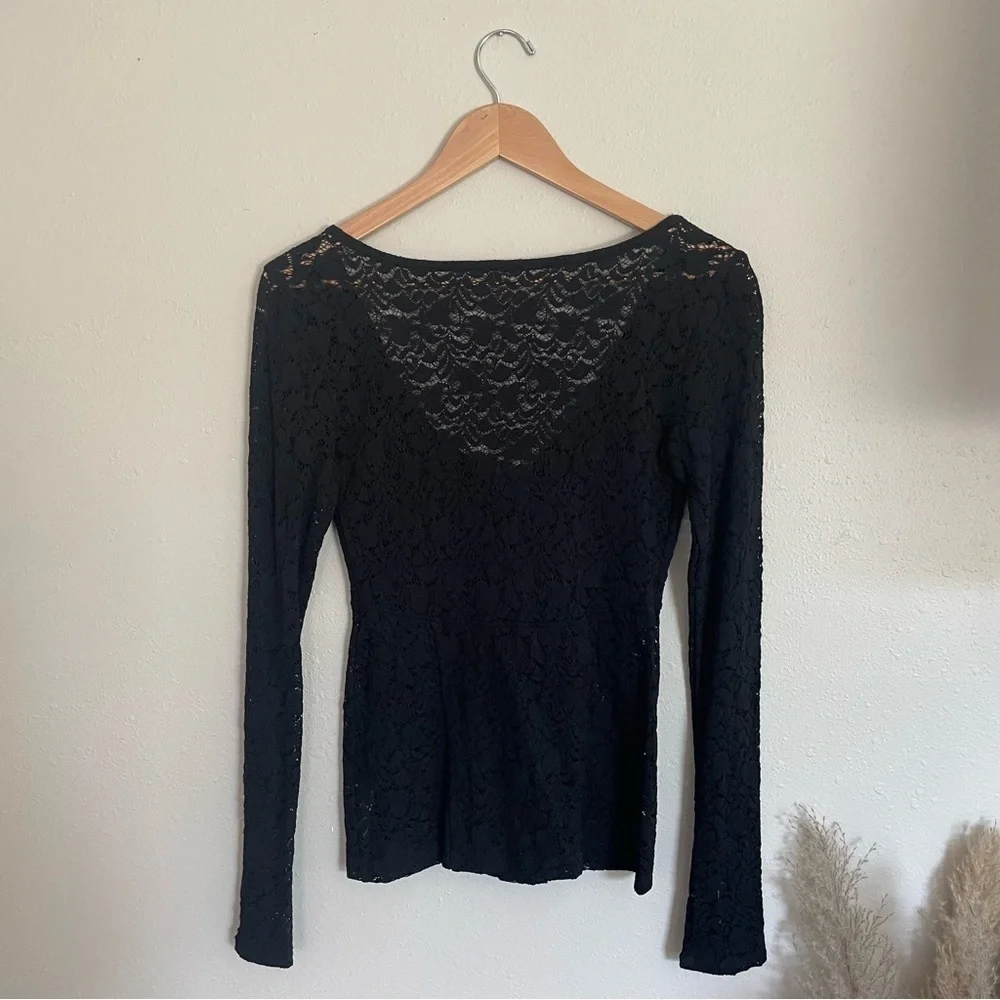 Free People‎ ~ Intimately Free Whimsigoth Black Lace Keyhole Front Top